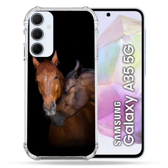 Coque Renforcé Pour Samsung Galaxy A35 5G Animal Cheval Marron
