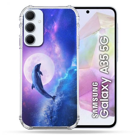 Coque Renforcé Pour Samsung Galaxy A35 5G Animal Dauphin Vague