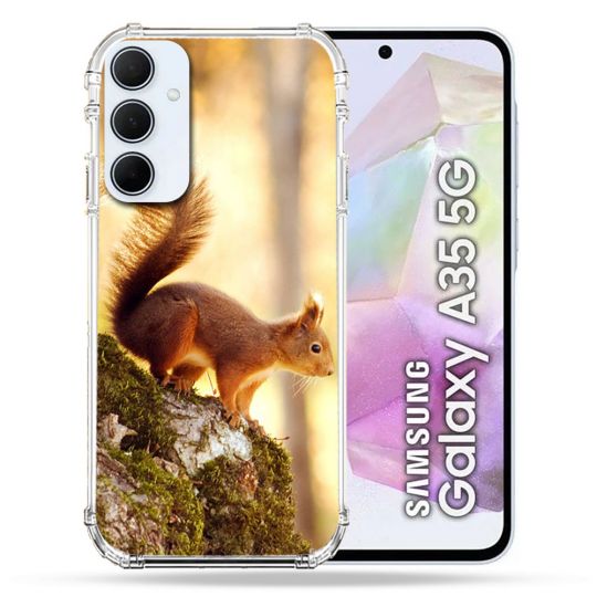 Coque Renforcé Pour Samsung Galaxy A35 5G Animal Ecureuil Bois