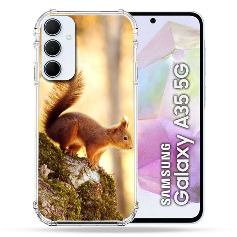Coque Renforcé Pour Samsung Galaxy A35 5G Animal Ecureuil Bois