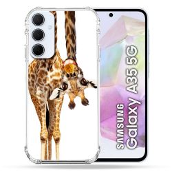 Coque Renforcé Pour Samsung Galaxy A35 5G Animal Girafe Blanche