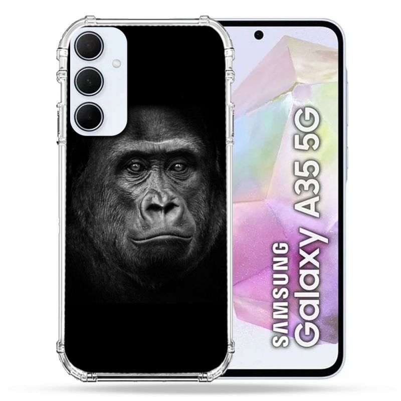 Coque Renforcé Pour Samsung Galaxy A35 5G Animal Gorille Noir