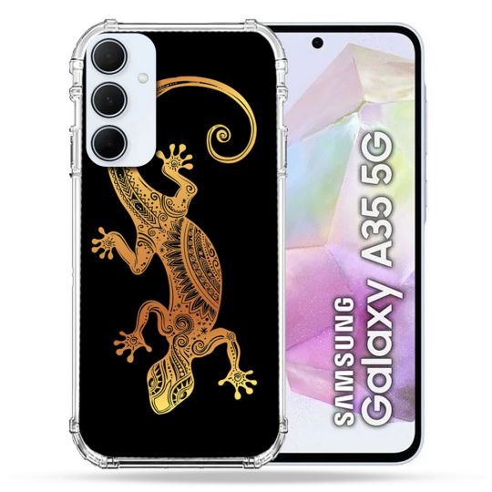 Coque Renforcé Pour Samsung Galaxy A35 5G Animal Lezard Noir
