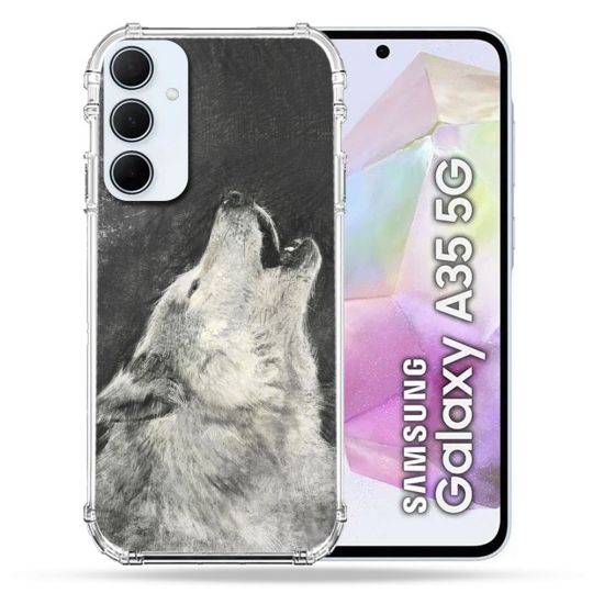 Coque Renforcé Pour Samsung Galaxy A35 5G Animal Loup Hurlement