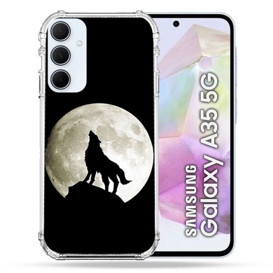 Coque Renforcé Pour Samsung Galaxy A35 5G Animal Loup Noir