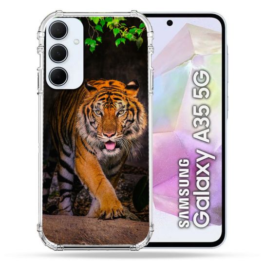 Coque Renforcé Pour Samsung Galaxy A35 5G Animal Tigre Jungle