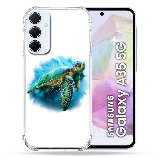 Coque Renforcé Pour Samsung Galaxy A35 5G Animal Tortue Blanche multicolore