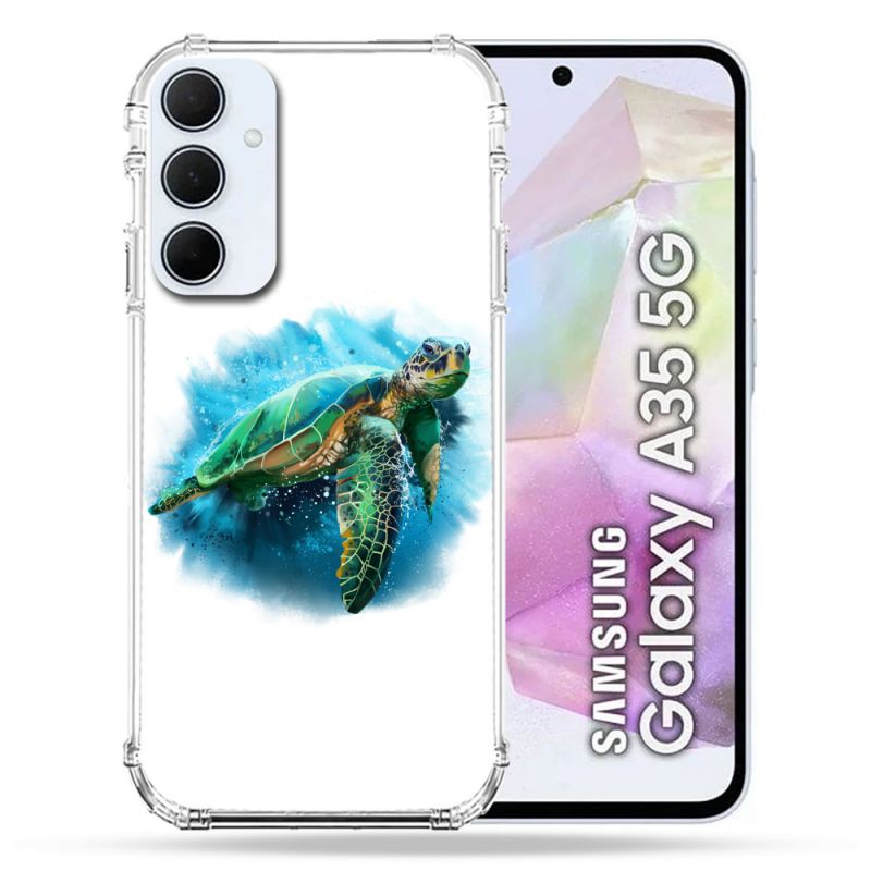 Coque Renforcé Pour Samsung Galaxy A35 5G Animal Tortue Blanche multicolore