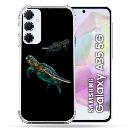Coque Renforcé Pour Samsung Galaxy A35 5G Animal Tortue Noire multicolore