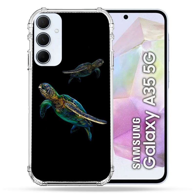 Coque Renforcé Pour Samsung Galaxy A35 5G Animal Tortue Noire multicolore