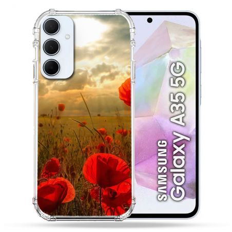 Coque Renforcé Pour Samsung Galaxy A35 5G Fleur Coquelicot