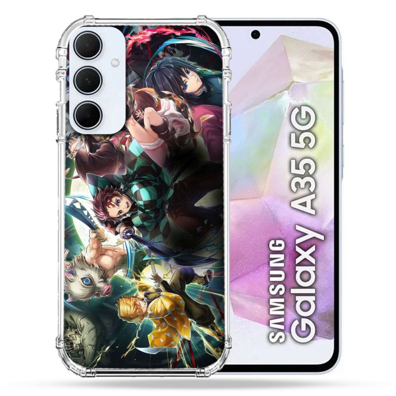 Coque Renforcé Pour Samsung Galaxy A35 5G Manga Demon Slayer Groupe