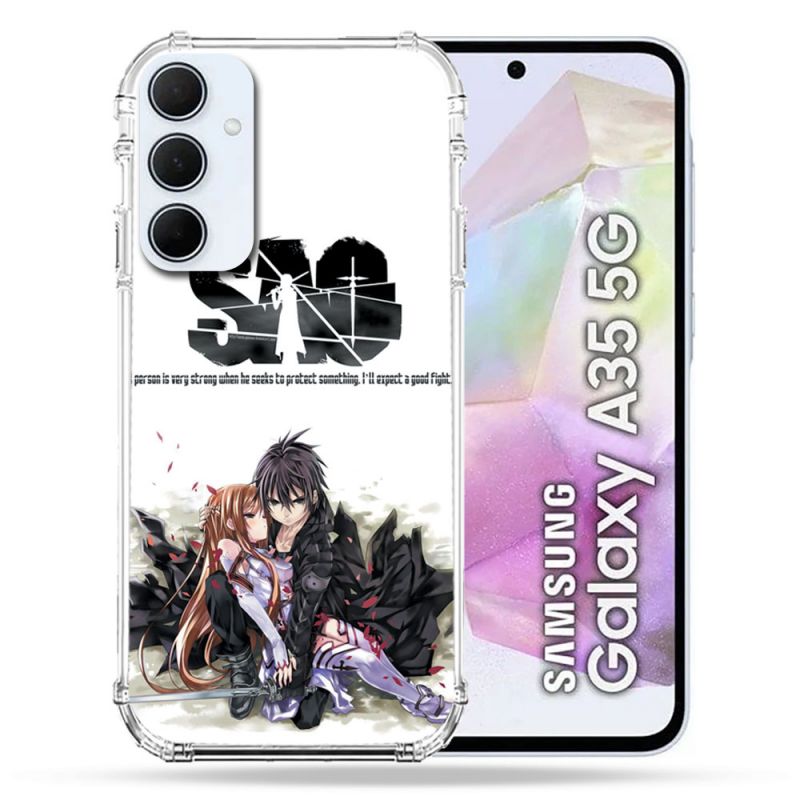 Coque Renforcé Pour Samsung Galaxy A35 5G Manga SAO sword Art Online Blanc