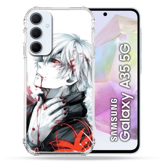 Coque Renforcé Pour Samsung Galaxy A35 5G Manga Tokyo Ghoul Kaneki Blanc