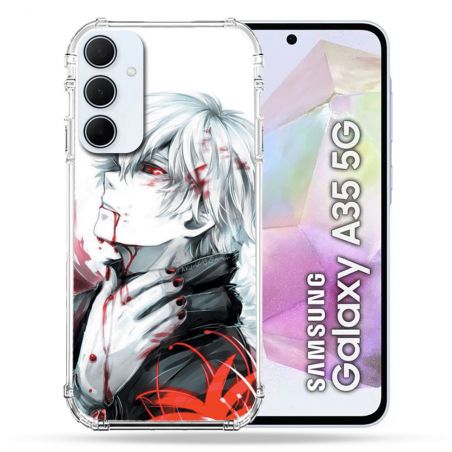 Coque Renforcé Pour Samsung Galaxy A35 5G Manga Tokyo Ghoul Kaneki Blanc