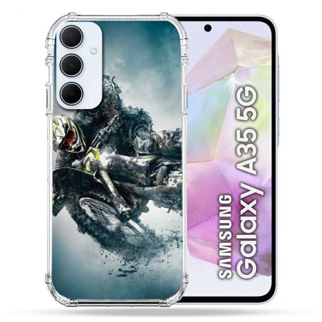 Coque Renforcé Pour Samsung Galaxy A35 5G Moto Cross Ombre