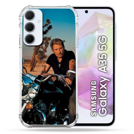 Coque Renforcé Pour Samsung Galaxy A35 5G Musique Johnny Hallyday Moto