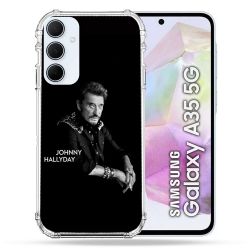 Coque Renforcé Pour Samsung Galaxy A35 5G Musique Johnny Hallyday Noir