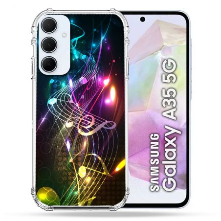 Coque Renforcé Pour Samsung Galaxy A35 5G Musique Partition Multicolore