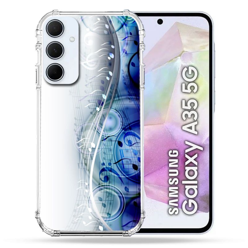 Coque Renforcé Pour Samsung Galaxy A35 5G Musique Partition Vague