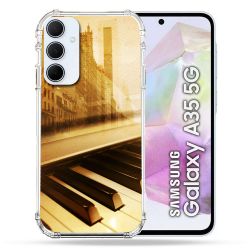 Coque Renforcé Pour Samsung Galaxy A35 5G Musique Piano Retro