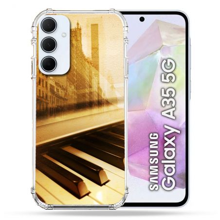 Coque Renforcé Pour Samsung Galaxy A35 5G Musique Piano Retro