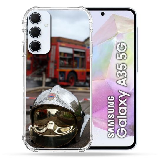 Coque Renforcé Pour Samsung Galaxy A35 5G Pompier Casque Camion