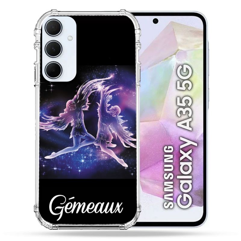 Coque Renforcé Pour Samsung Galaxy A35 5G Signe Zodiaque 2 Gémeaux