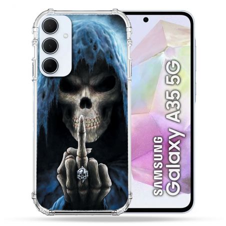 Coque Renforcé Pour Samsung Galaxy A35 5G Tete de Mort Doigt