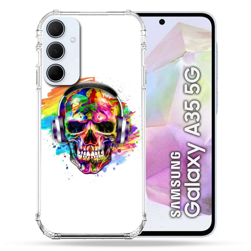 Coque Renforcé Pour Samsung Galaxy A35 5G Tete de Mort Tag