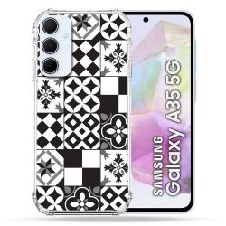 Coque Renforcé Pour Samsung Galaxy A35 5G Texture Carreau Ciment Noir