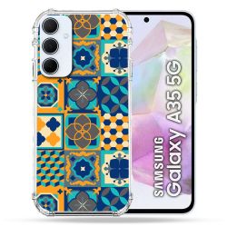 Coque Renforcé Pour Samsung Galaxy A35 5G Texture Carreau Ciment Orange