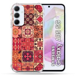 Coque Renforcé Pour Samsung Galaxy A35 5G Texture Carreau Ciment Rouge