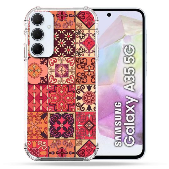 Coque Renforcé Pour Samsung Galaxy A35 5G Texture Carreau Ciment Rouge