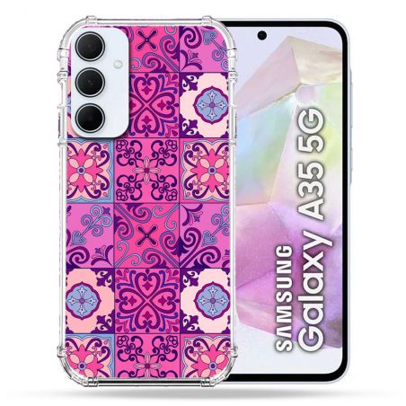 Coque Renforcé Pour Samsung Galaxy A35 5G Texture Carreau Ciment Violet