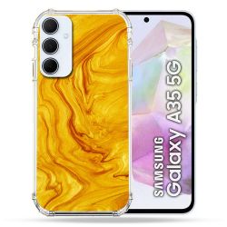 Coque Renforcé Pour Samsung Galaxy A35 5G Texture Marbre Jaune
