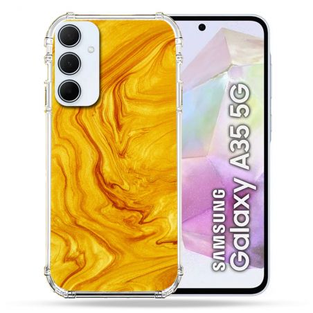 Coque Renforcé Pour Samsung Galaxy A35 5G Texture Marbre Jaune