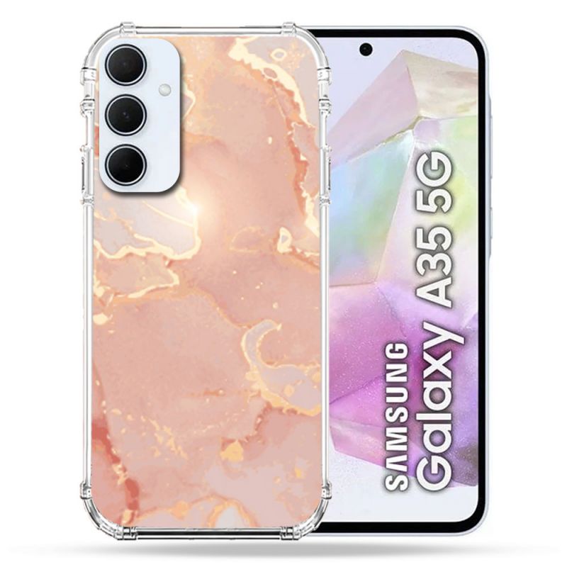 Coque Renforcé Pour Samsung Galaxy A35 5G Texture Marbre Rose