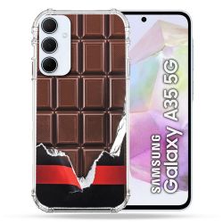 Coque Renforcé Pour Samsung Galaxy A35 5G Texture Trompe Oeil Chocolat
