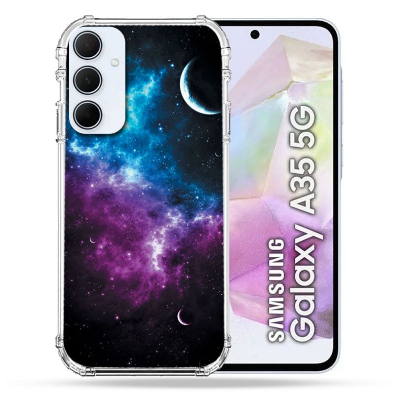 Coque Renforcé Pour Samsung Galaxy A35 5G Univers Bleu Violet