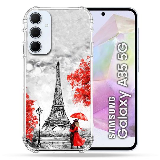 Coque Renforcé Pour Samsung Galaxy A35 5G Voyage France Paris Rouge