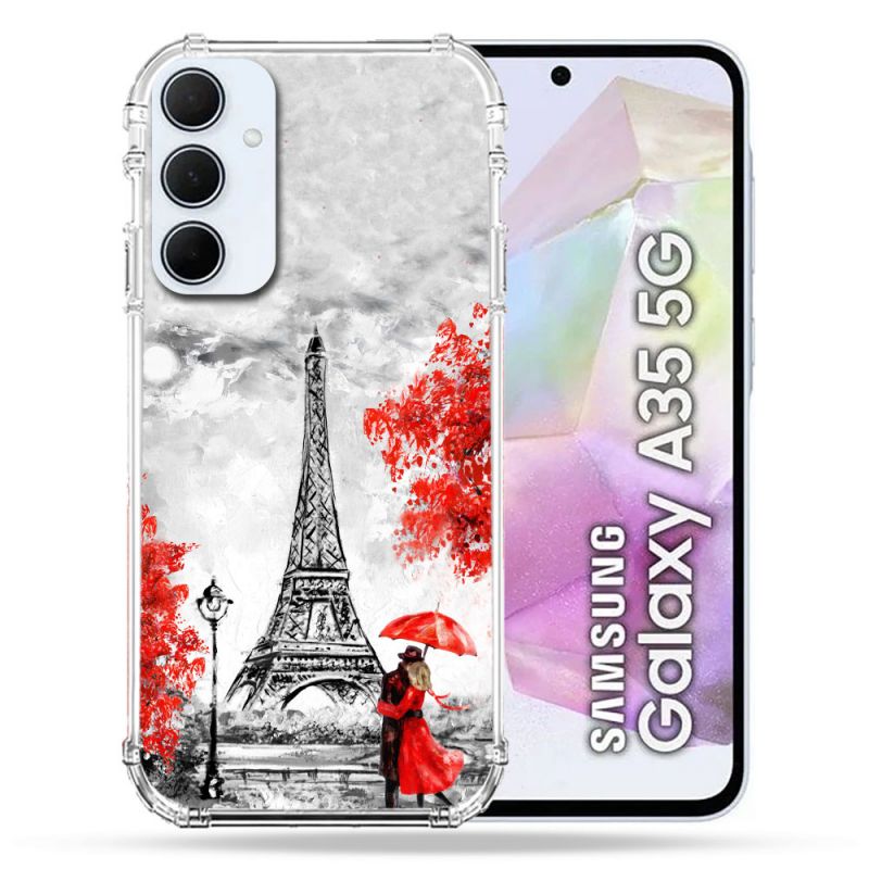 Coque Renforcé Pour Samsung Galaxy A35 5G Voyage France Paris Rouge