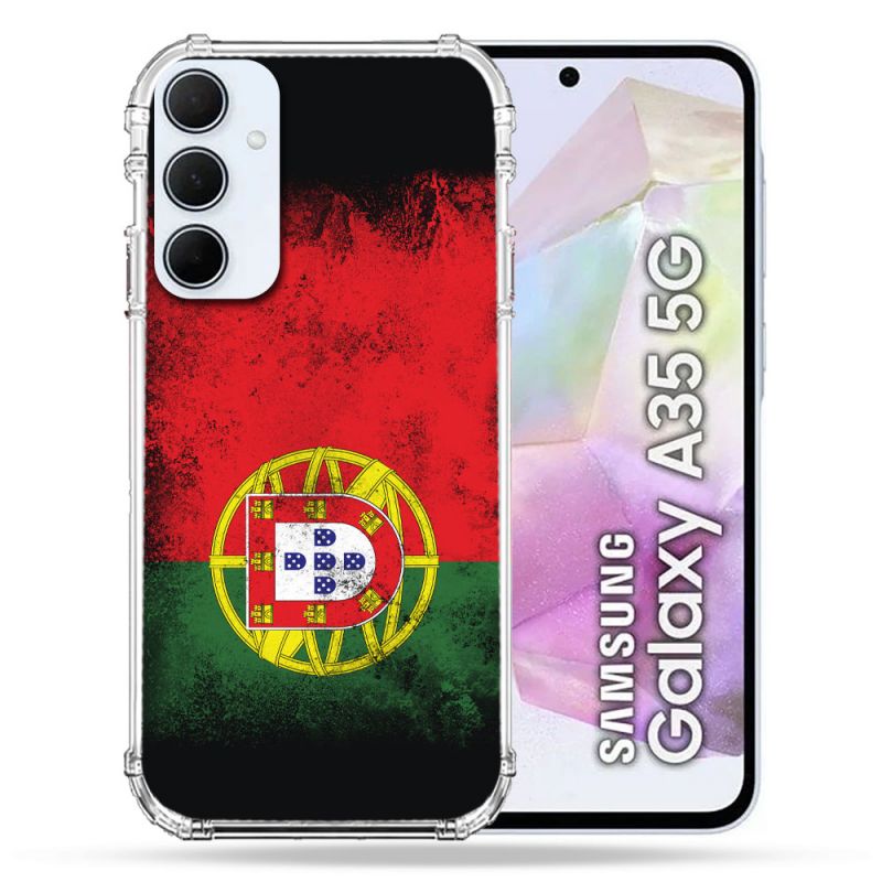 Coque Renforcé Pour Samsung Galaxy A35 5G Voyage Portugal Drapeau