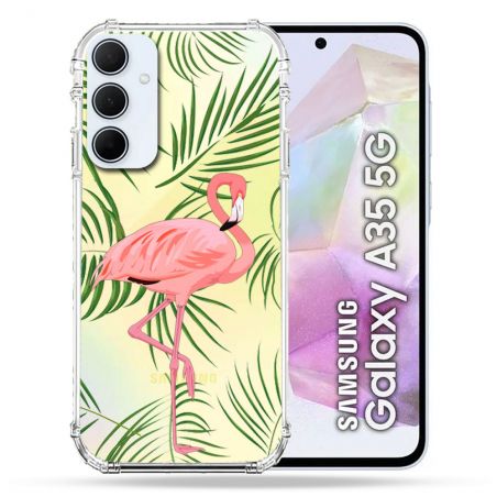 Coque Renforcé Transparente Pour Samsung Galaxy A35 5G Flamant Rose