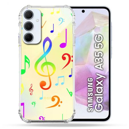 Coque Renforcé Transparente Pour Samsung Galaxy A35 5G Note Musique Colore