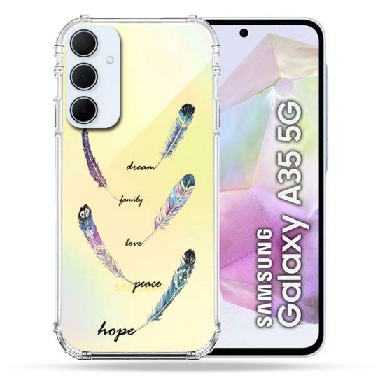 Coque Renforcé Transparente Pour Samsung Galaxy A35 5G Plume Couleur