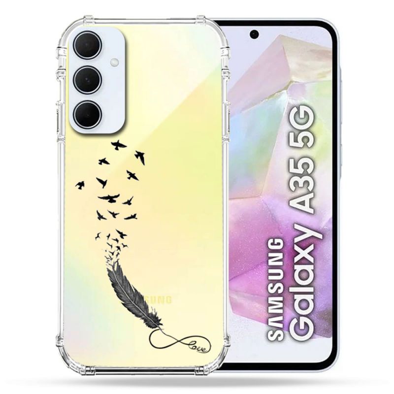 Coque Renforcé Transparente Pour Samsung Galaxy A35 5G Plume Infini