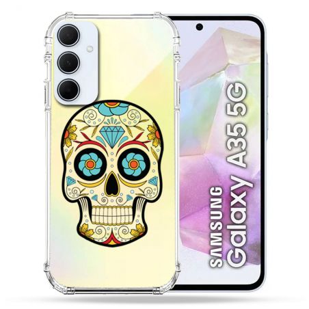 Coque Renforcé Transparente Pour Samsung Galaxy A35 5G Tete Mort Color