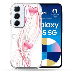 Coque Renforcé Pour Samsung Galaxy A55 5G Amour Coeur Rose Montant sur Blanc