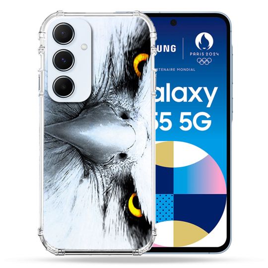 Coque Renforcé Pour Samsung Galaxy A55 5G Animal Aigle Royal Blanc